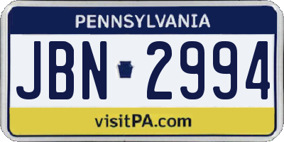 PA license plate JBN2994