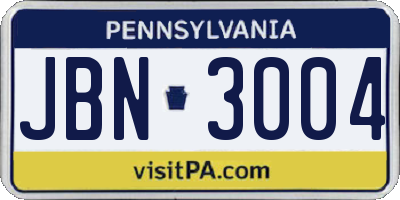 PA license plate JBN3004
