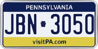 PA license plate JBN3050