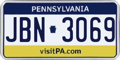 PA license plate JBN3069