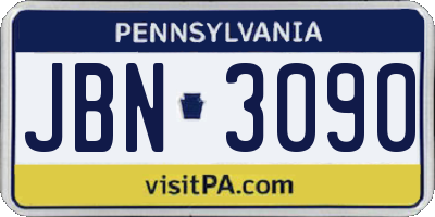 PA license plate JBN3090