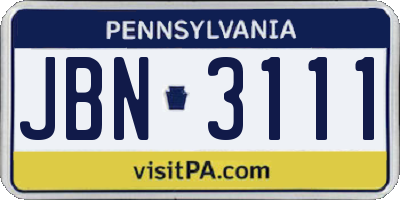 PA license plate JBN3111