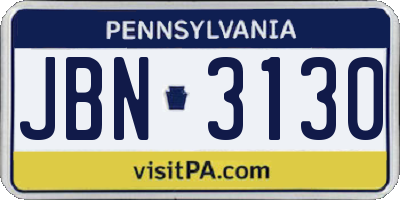 PA license plate JBN3130