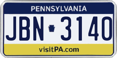 PA license plate JBN3140