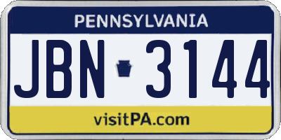 PA license plate JBN3144