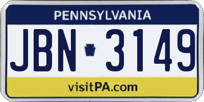 PA license plate JBN3149