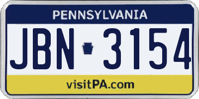 PA license plate JBN3154