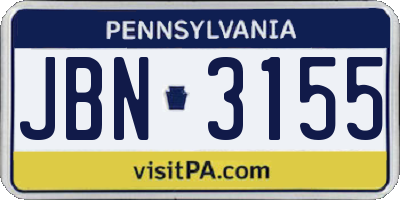 PA license plate JBN3155