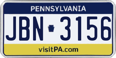 PA license plate JBN3156