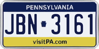 PA license plate JBN3161