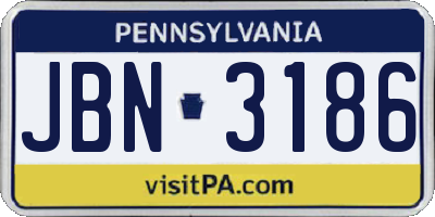 PA license plate JBN3186