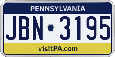 PA license plate JBN3195