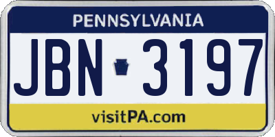 PA license plate JBN3197
