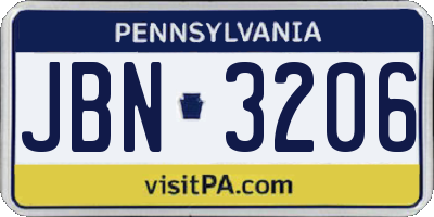 PA license plate JBN3206