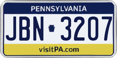 PA license plate JBN3207