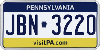 PA license plate JBN3220