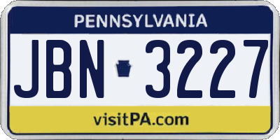 PA license plate JBN3227