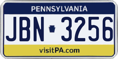 PA license plate JBN3256