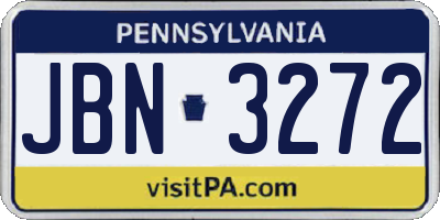 PA license plate JBN3272