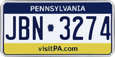 PA license plate JBN3274