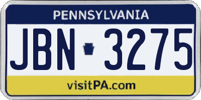 PA license plate JBN3275