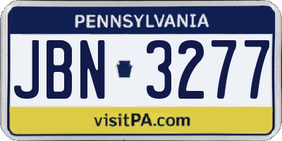 PA license plate JBN3277