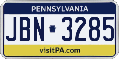 PA license plate JBN3285