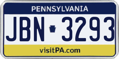 PA license plate JBN3293