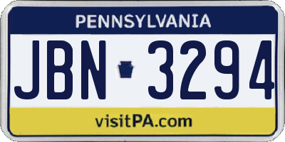 PA license plate JBN3294