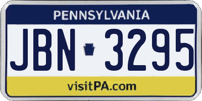 PA license plate JBN3295