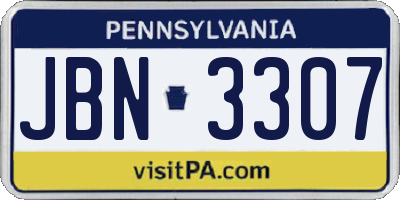 PA license plate JBN3307