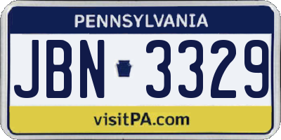 PA license plate JBN3329