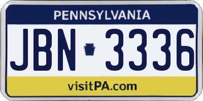 PA license plate JBN3336