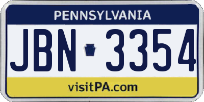 PA license plate JBN3354