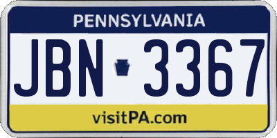 PA license plate JBN3367