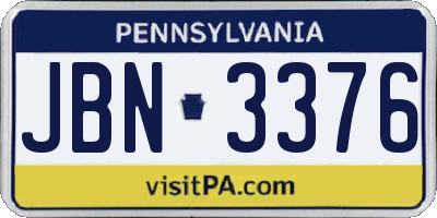 PA license plate JBN3376
