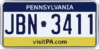 PA license plate JBN3411