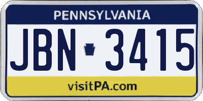 PA license plate JBN3415