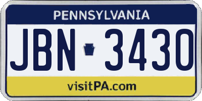 PA license plate JBN3430