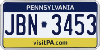 PA license plate JBN3453