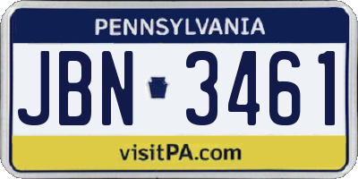 PA license plate JBN3461