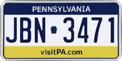 PA license plate JBN3471