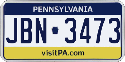 PA license plate JBN3473