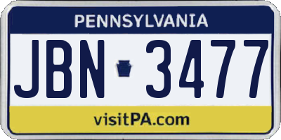 PA license plate JBN3477