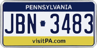 PA license plate JBN3483