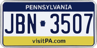 PA license plate JBN3507