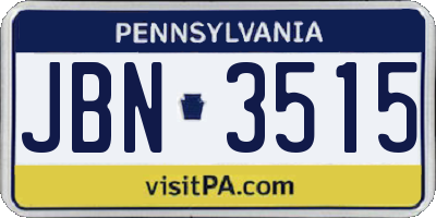 PA license plate JBN3515