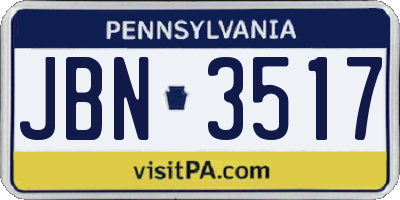 PA license plate JBN3517