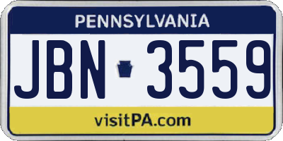 PA license plate JBN3559