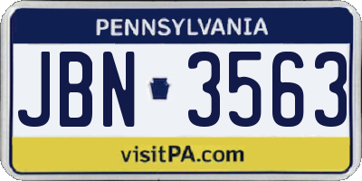 PA license plate JBN3563